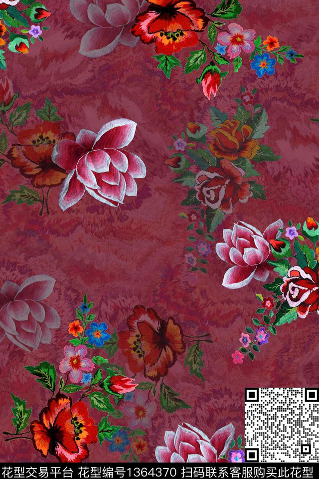 dear-20263.jpg - 1364370 - 旗袍 香云纱 中国 - 数码印花花型 － 女装花型设计 － 瓦栏