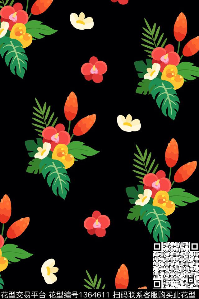 yc0922.jpg - 1364611 - 泳装花型 抽象花卉 手绘 - 数码印花花型 － 女装花型设计 － 瓦栏
