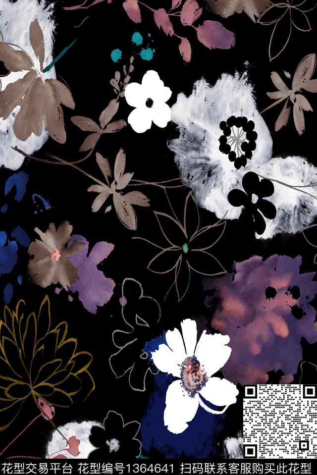 590.jpg - 1364641 - 抽象花卉 花卉 大牌风 - 数码印花花型 － 女装花型设计 － 瓦栏