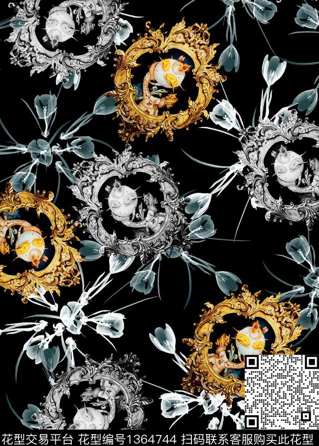 106.jpg - 1364744 - 抽象花卉 欧洲 圆圈花 - 数码印花花型 － 男装花型设计 － 瓦栏