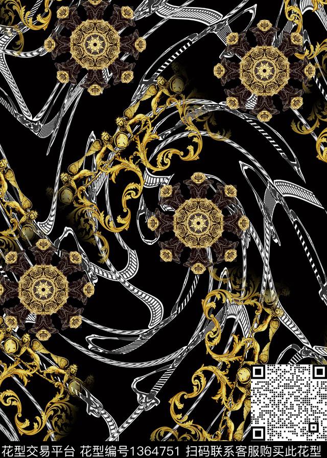 109.jpg - 1364751 - 抽象花卉 欧洲 圆圈花 - 数码印花花型 － 男装花型设计 － 瓦栏