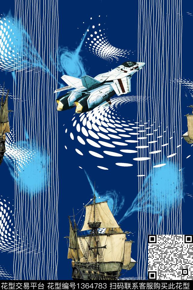 121.jpg - 1364783 - 几何 帆船 飞机 - 数码印花花型 － 男装花型设计 － 瓦栏