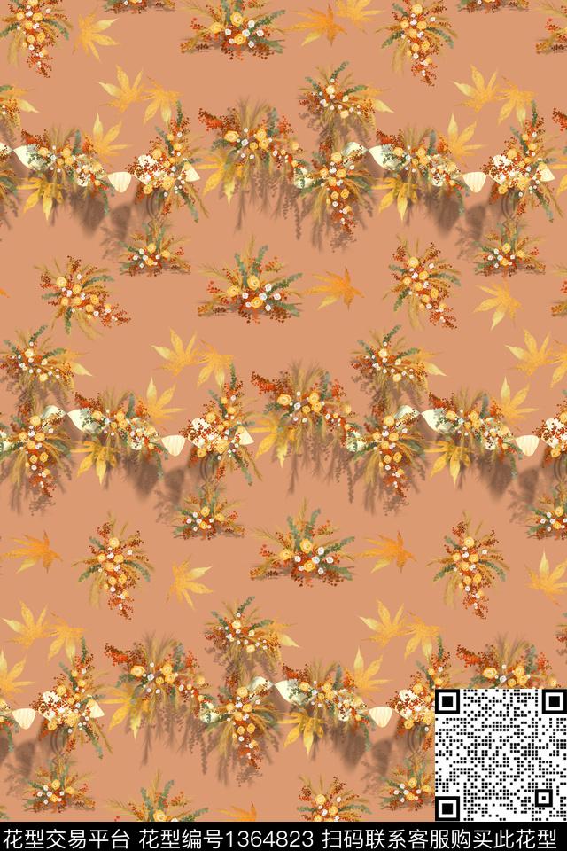 yc0923.jpg - 1364823 - 花卉 枫叶 植物 - 数码印花花型 － 女装花型设计 － 瓦栏