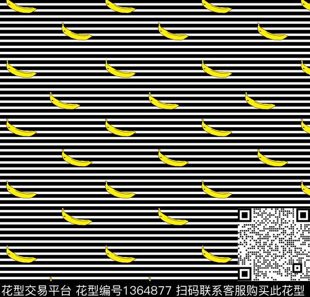 大牌风香蕉条纹传统印花花型下载（图片编号: 1364877） - 瓦栏（Walan）