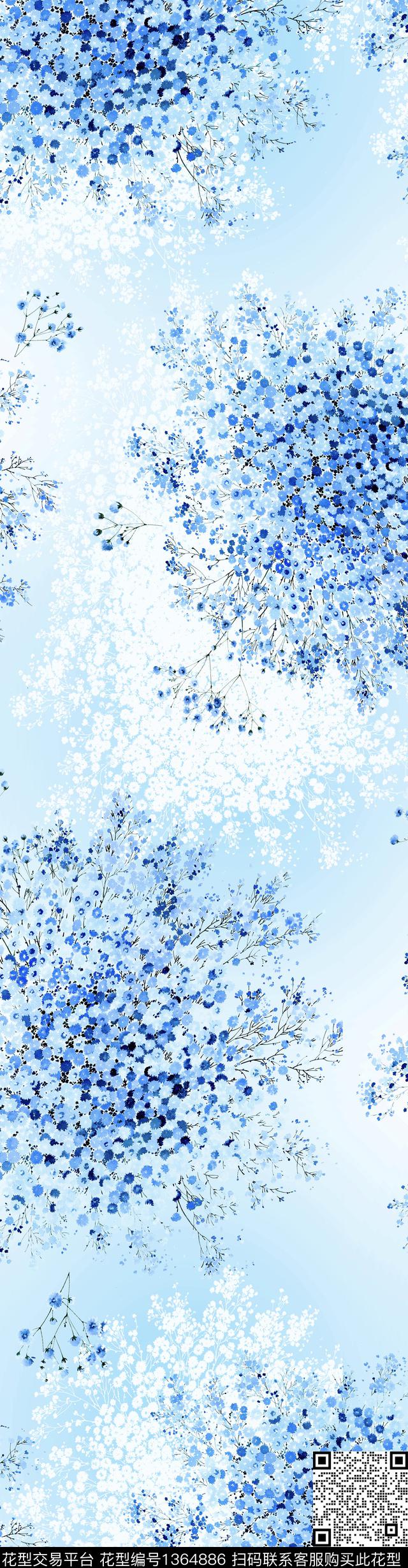 数码花型花卉手绘花卉数码印花花型下载（图片编号: 1364886） - 瓦栏（Walan）