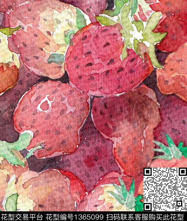 2020-9-100.jpg - 1365099 - 水果 手绘 草莓 - 数码印花花型 － 女装花型设计 － 瓦栏