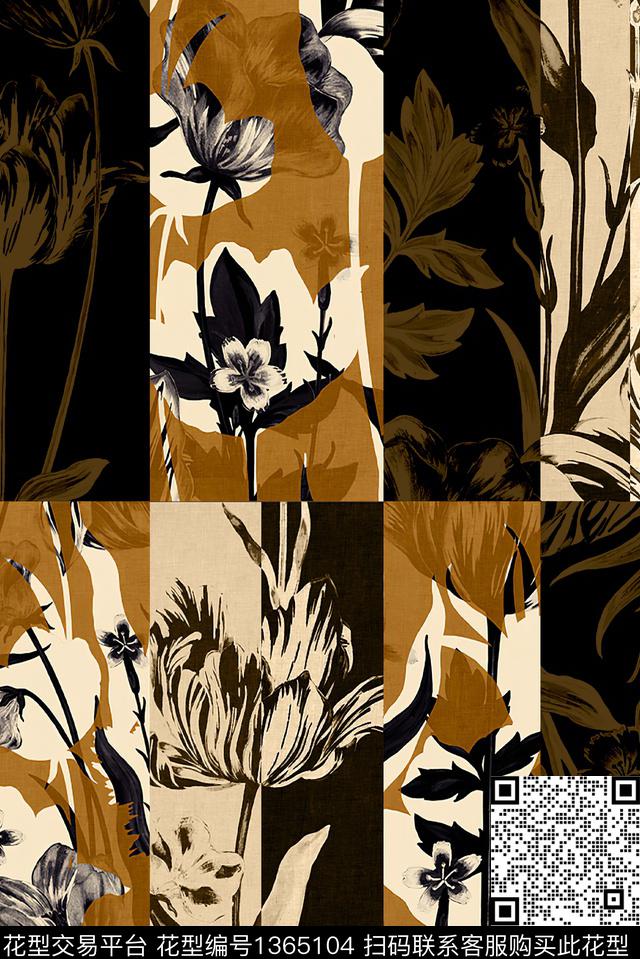 594.jpg - 1365104 - 几何 抽象花卉 花卉 - 数码印花花型 － 女装花型设计 － 瓦栏