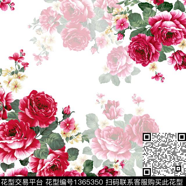 方巾花卉大牌风数码印花花型下载（图片编号: 1365350） - 瓦栏（Walan）