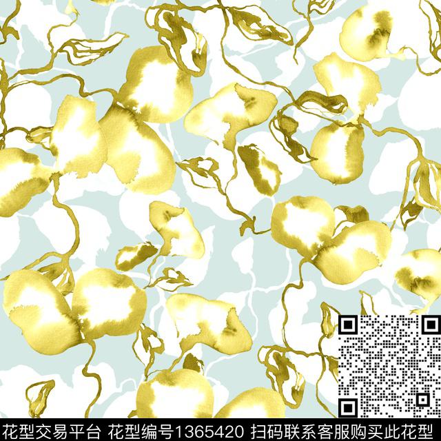 肌理笔触水墨风数码印花花型下载（图片编号: 1365420） - 瓦栏（Walan）