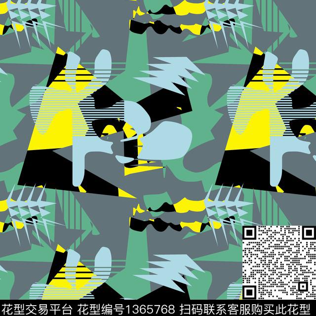 20200925-2-1.jpg - 1365768 - 几何 抽象男装 大牌风 - 传统印花花型 － 女装花型设计 － 瓦栏
