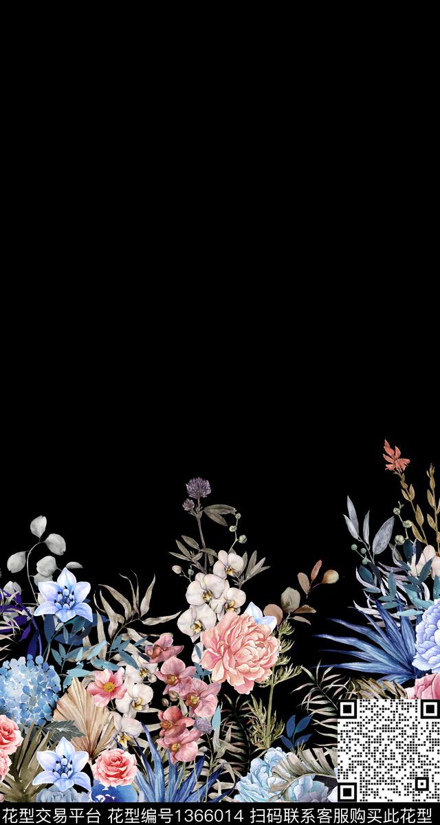 植物花卉定位花数码印花花型下载（图片编号: 1366014） - 瓦栏（Walan）