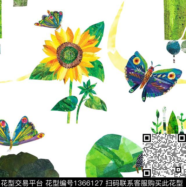 绿色3.jpg - 1366127 - 花卉蝴蝶 数码花型 绿植树叶 - 数码印花花型 － 女装花型设计 － 瓦栏