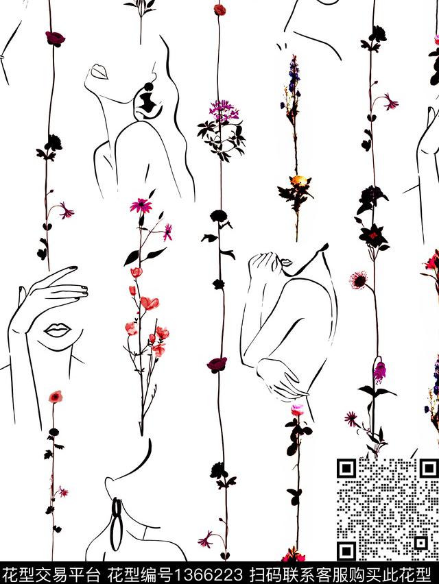 #im64628-58.jpg - 1366223 - 简约 花卉 抽象 - 数码印花花型 － 女装花型设计 － 瓦栏