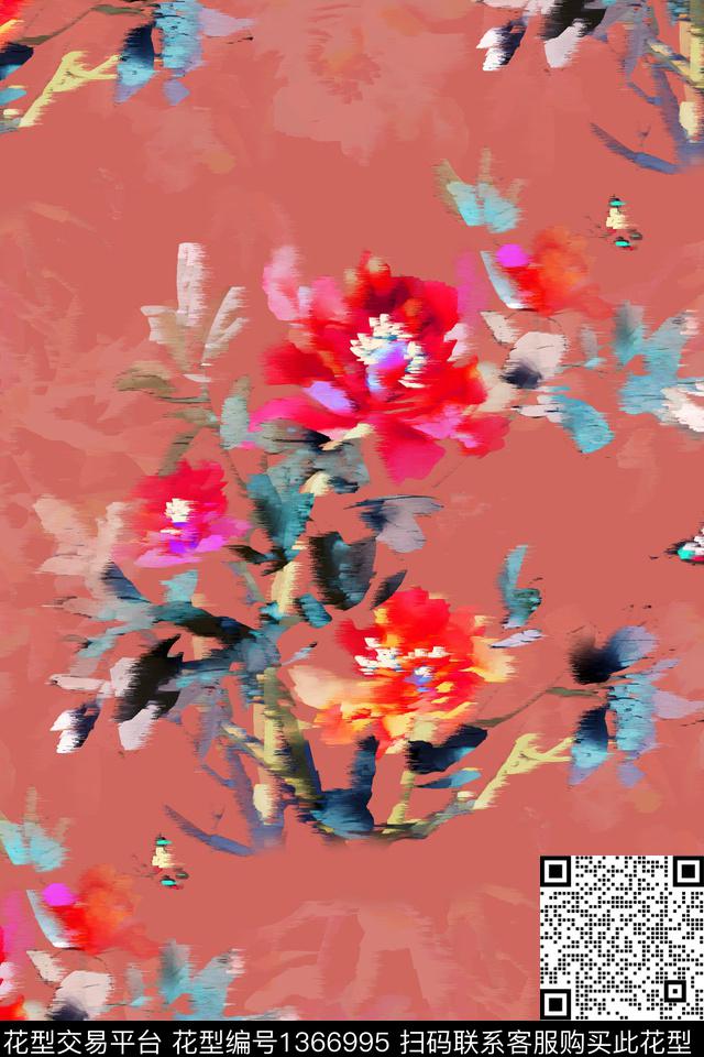 CM77-1.jpg - 1366995 - 抽象花卉 春夏花型 柔焦花卉 - 数码印花花型 － 女装花型设计 － 瓦栏