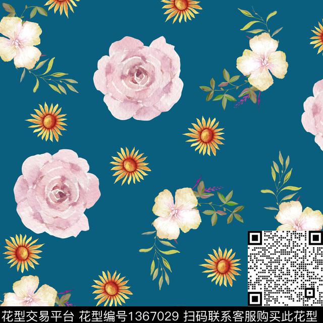 ASMYSJ0398.jpg - 1367029 - 绿植树叶 数码花型 花卉 - 数码印花花型 － 女装花型设计 － 瓦栏