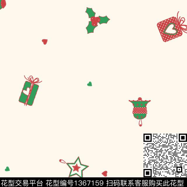 圣诞循环1.jpg - 1367159 - 时尚 爱心 圣诞 - 传统印花花型 － 女装花型设计 － 瓦栏