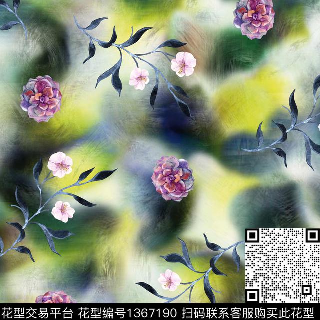 ASMYSJ0399.jpg - 1367190 - 绿植树叶 数码花型 花卉 - 数码印花花型 － 女装花型设计 － 瓦栏