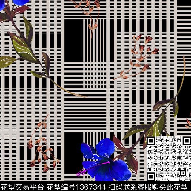 ASMYSJ0400.jpg - 1367344 - 绿植树叶 数码花型 花卉 - 数码印花花型 － 女装花型设计 － 瓦栏