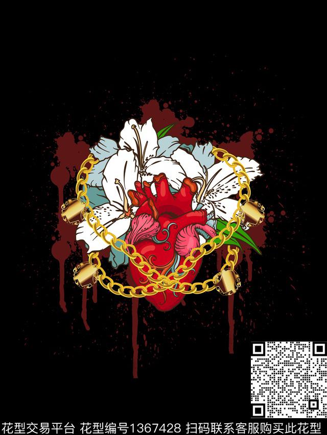 时尚朋克男装数码印花花型下载（图片编号: 1367428） - 瓦栏（Walan）
