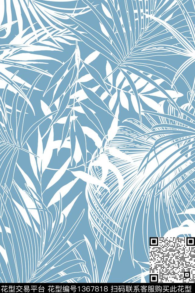 2020-10-09.jpg - 1367818 - 热带花型 植物 绿植树叶 - 传统印花花型 － 男装花型设计 － 瓦栏