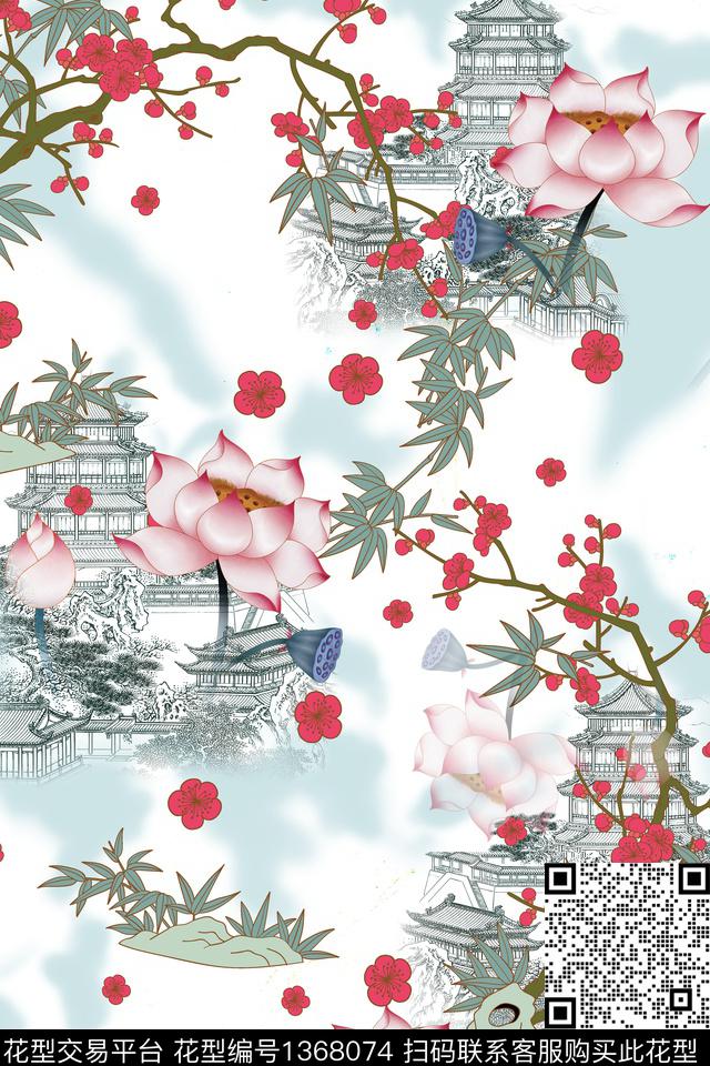 10-10- (3).jpg - 1368074 - 花卉 旗袍 中国 - 数码印花花型 － 女装花型设计 － 瓦栏