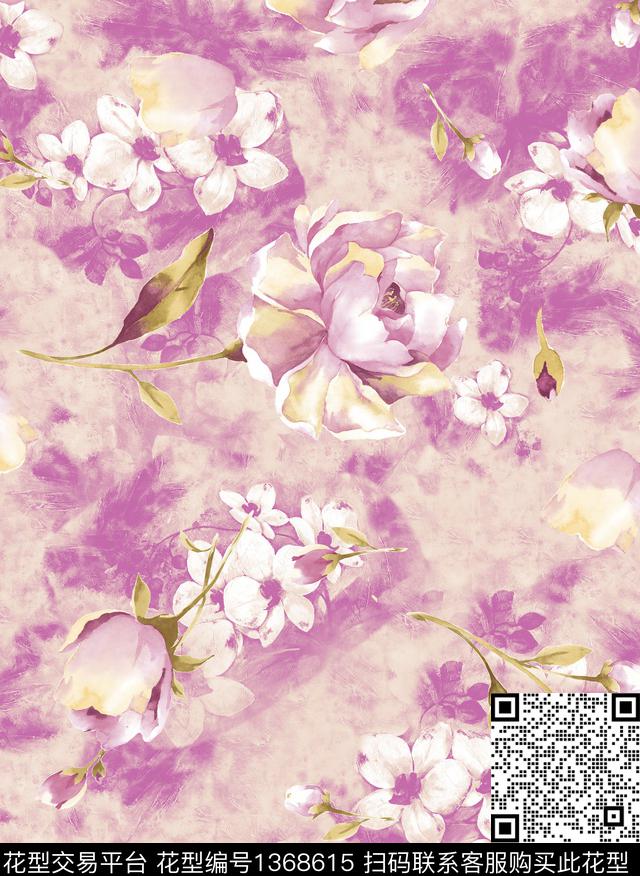 茉莉花大牌风数码印花花型下载（图片编号: 1368615） - 瓦栏（Walan）