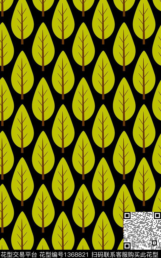 yml-20201012.jpg - 1368821 - 绿植树叶 大牌风 植物 - 传统印花花型 － 女装花型设计 － 瓦栏