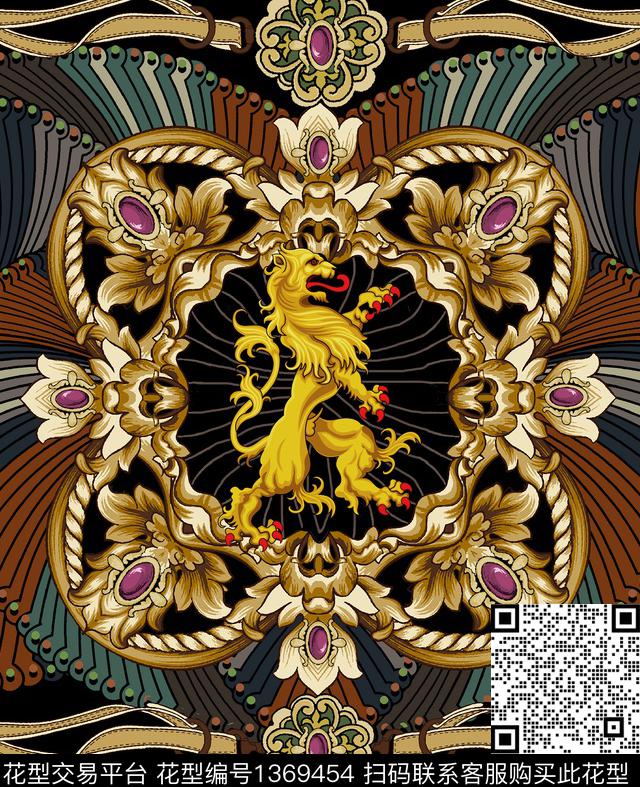定位花几何动物花卉数码印花花型下载（图片编号: 1369454） - 瓦栏（Walan）