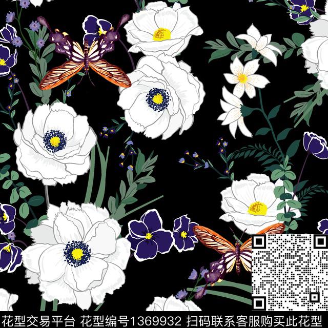 218.jpg - 1369932 - 花卉蝴蝶 抽象花卉 手绘花卉 - 数码印花花型 － 女装花型设计 － 瓦栏