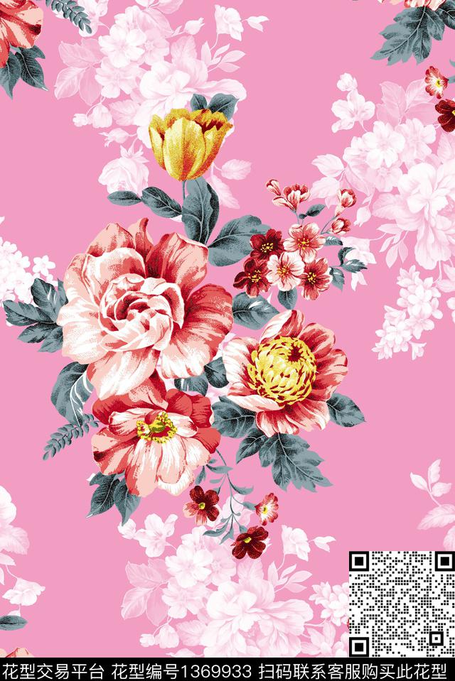 219.jpg - 1369933 - 花卉蝴蝶 抽象花卉 手绘花卉 - 数码印花花型 － 女装花型设计 － 瓦栏