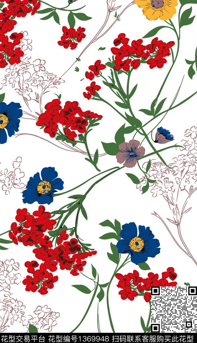 233.jpg - 1369948 - 抽象花卉 玫瑰花 手绘花卉 - 数码印花花型 － 女装花型设计 － 瓦栏