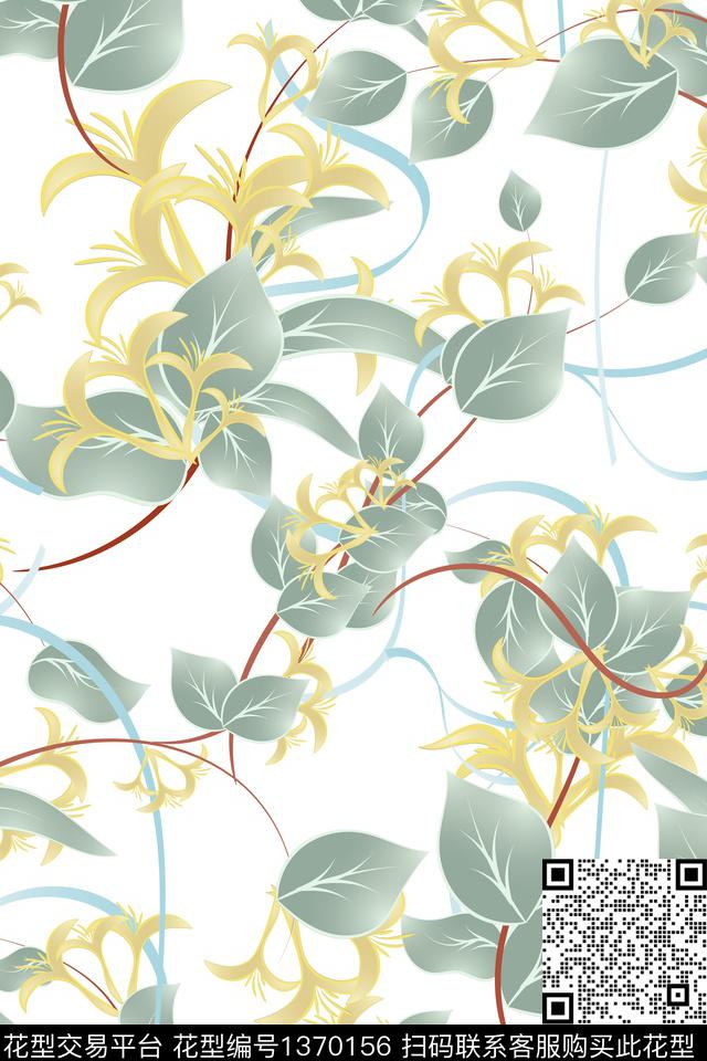 yc1017.jpg - 1370156 - 水彩 复古 花卉 - 数码印花花型 － 女装花型设计 － 瓦栏