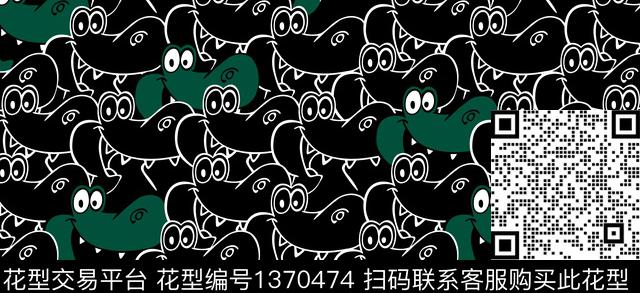 小小鳄鱼-ok-黑.jpg - 1370474 - 鳄鱼 男装 卡通 - 传统印花花型 － 童装花型设计 － 瓦栏