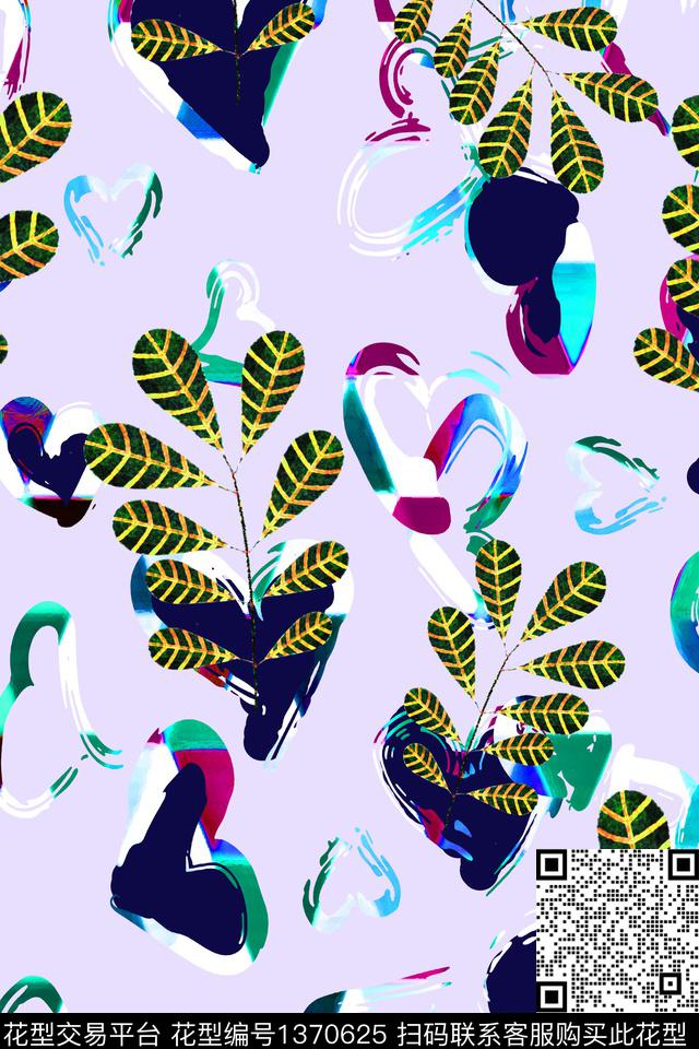 CM88-2.jpg - 1370625 - 春夏花型 几何爱心 绿植树叶 - 数码印花花型 － 女装花型设计 － 瓦栏