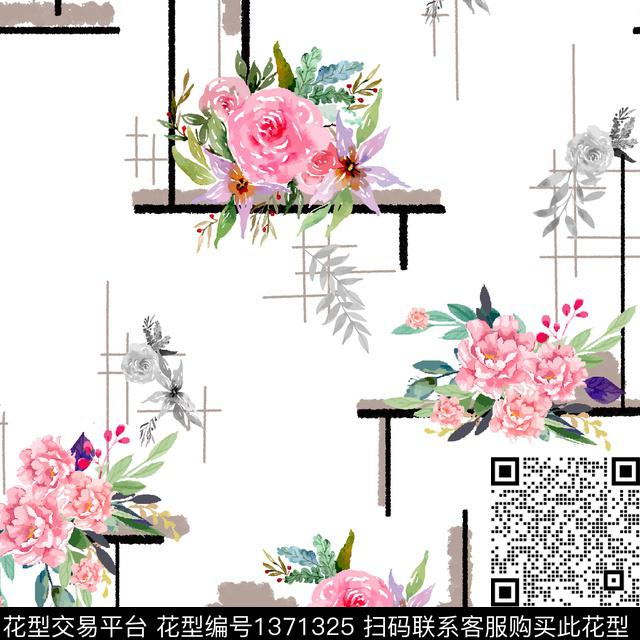 花卉.jpg - 1371325 - 时尚 几何 水彩 - 传统印花花型 － 女装花型设计 － 瓦栏