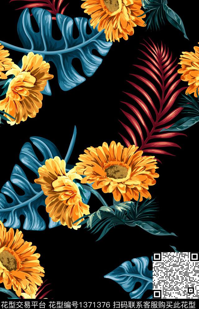 ok1.jpg - 1371376 - 花卉 大牌风 热带花型 - 传统印花花型 － 女装花型设计 － 瓦栏