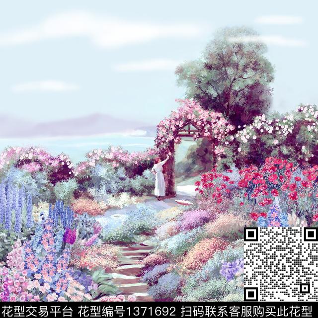 树林数码花型大牌风数码印花花型下载（图片编号: 1371692） - 瓦栏（Walan）