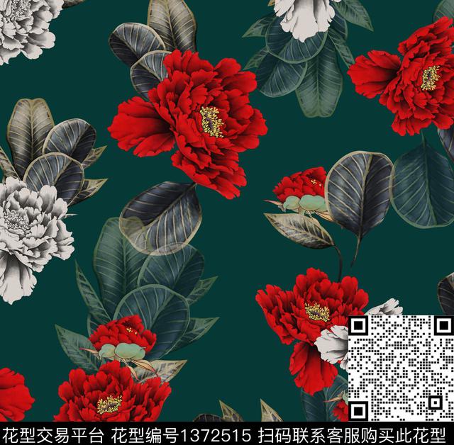 连衣裙女装花卉传统印花花型下载（图片编号: 1372515） - 瓦栏（Walan）