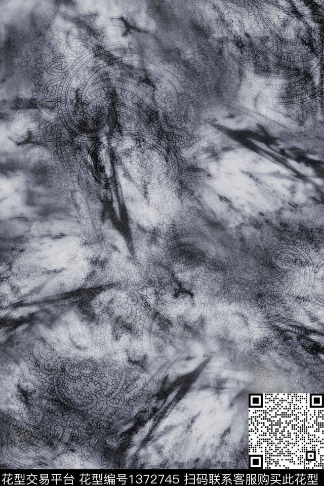 扎染花型大牌风抽象数码印花花型下载（图片编号: 1372745） - 瓦栏（Walan）