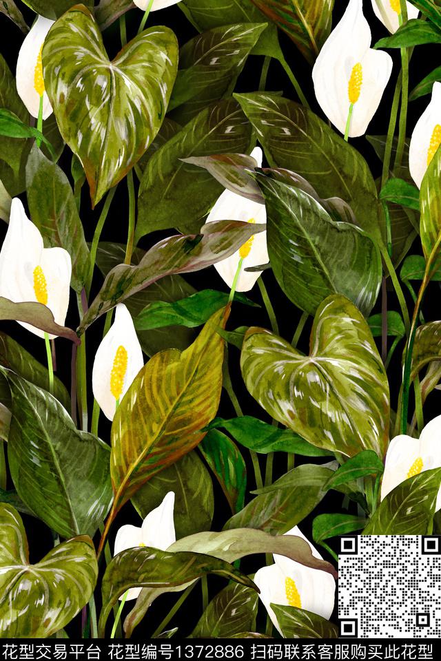 绿植树叶花卉植物数码印花花型下载（图片编号: 1372886） - 瓦栏（Walan）