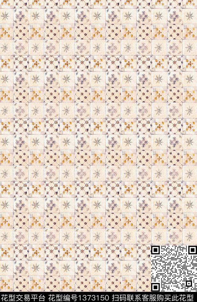 大牌风几何抽象数码印花花型下载（图片编号: 1373150） - 瓦栏（Walan）