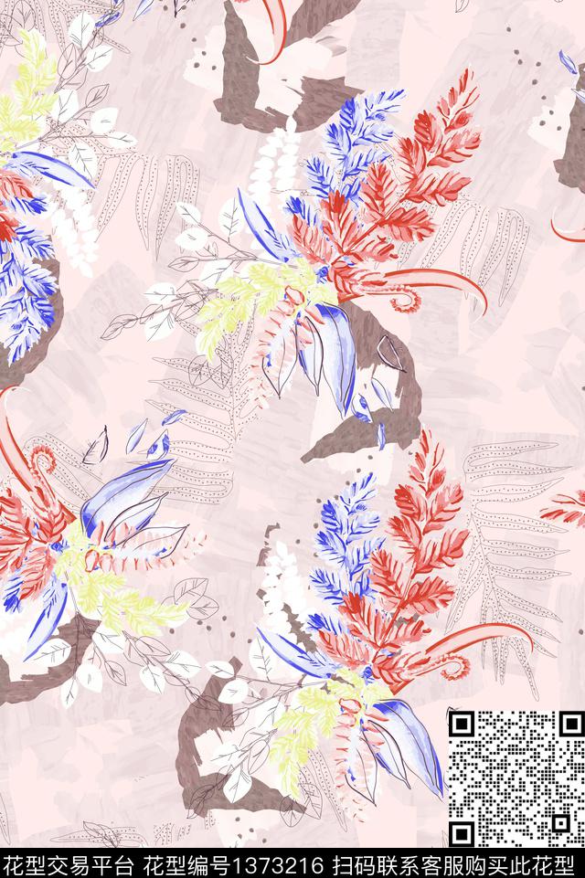 大牌风几何抽象数码印花花型下载（图片编号: 1373216） - 瓦栏（Walan）