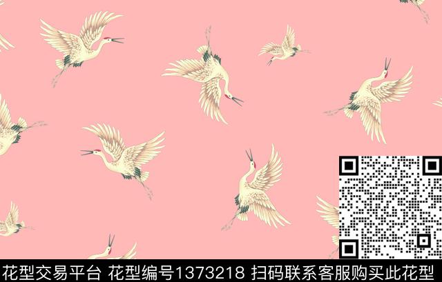 53.jpg - 1373218 - 女装 动物 仙鹤 - 数码印花花型 － 女装花型设计 － 瓦栏