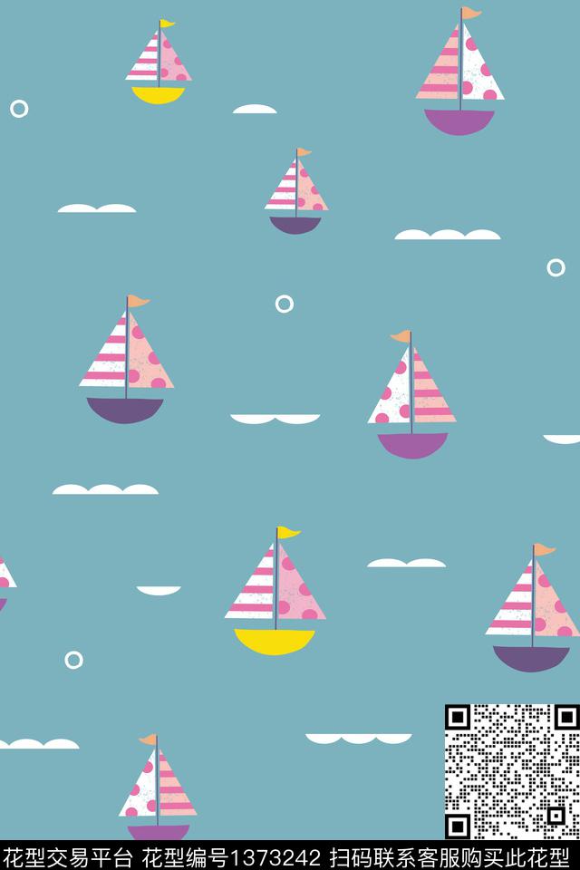 ymxd0528c.jpg - 1373242 - 帆船 航海 童装 - 传统印花花型 － 童装花型设计 － 瓦栏