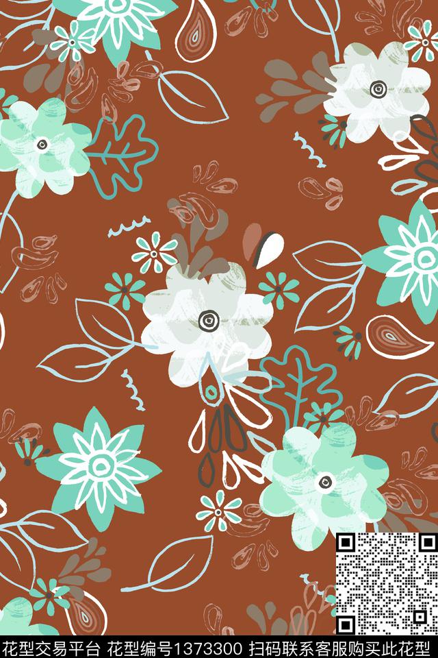 花卉025-2.jpg - 1373300 - 花卉 百合 花瓣 - 数码印花花型 － 女装花型设计 － 瓦栏