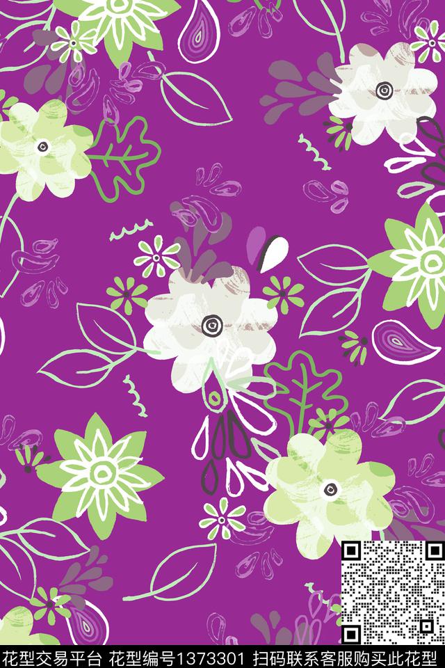 花卉025-3.jpg - 1373301 - 花卉 百合 花瓣 - 数码印花花型 － 女装花型设计 － 瓦栏