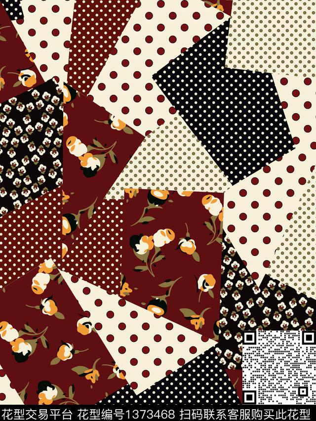 111.jpg - 1373468 - 几何 民族风 混合拼接 - 传统印花花型 － 女装花型设计 － 瓦栏