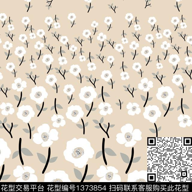 方巾90-20.jpg - 1373854 - 时尚 插画 花卉 - 数码印花花型 － 方巾花型设计 － 瓦栏