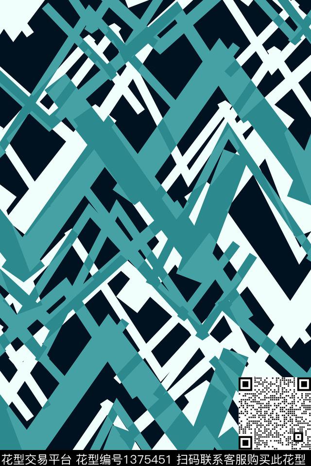 几何抽象男装家居服传统印花花型下载（图片编号: 1375451） - 瓦栏（Walan）
