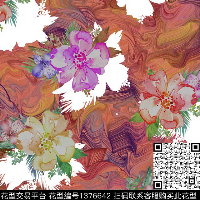 ASMYSJ0452.jpg - 1376642 - 数码花型 绿植树叶 花卉 - 数码印花花型 － 女装花型设计 － 瓦栏